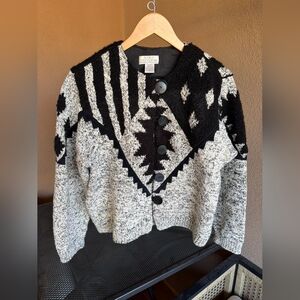 Vintage Sandy Starkman Black and Light Gray Cardigan Size S